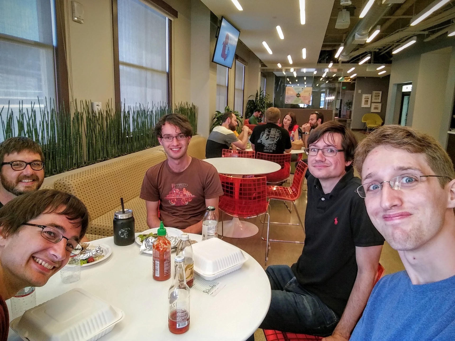 Lunch with Alex, Aaron, Huon, and Patrick