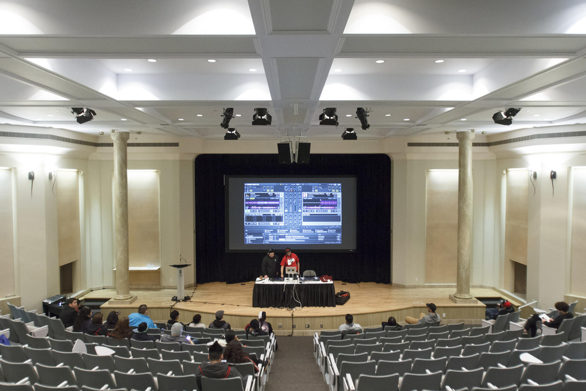 There were many workshops, including this one about mixing music and running shows.