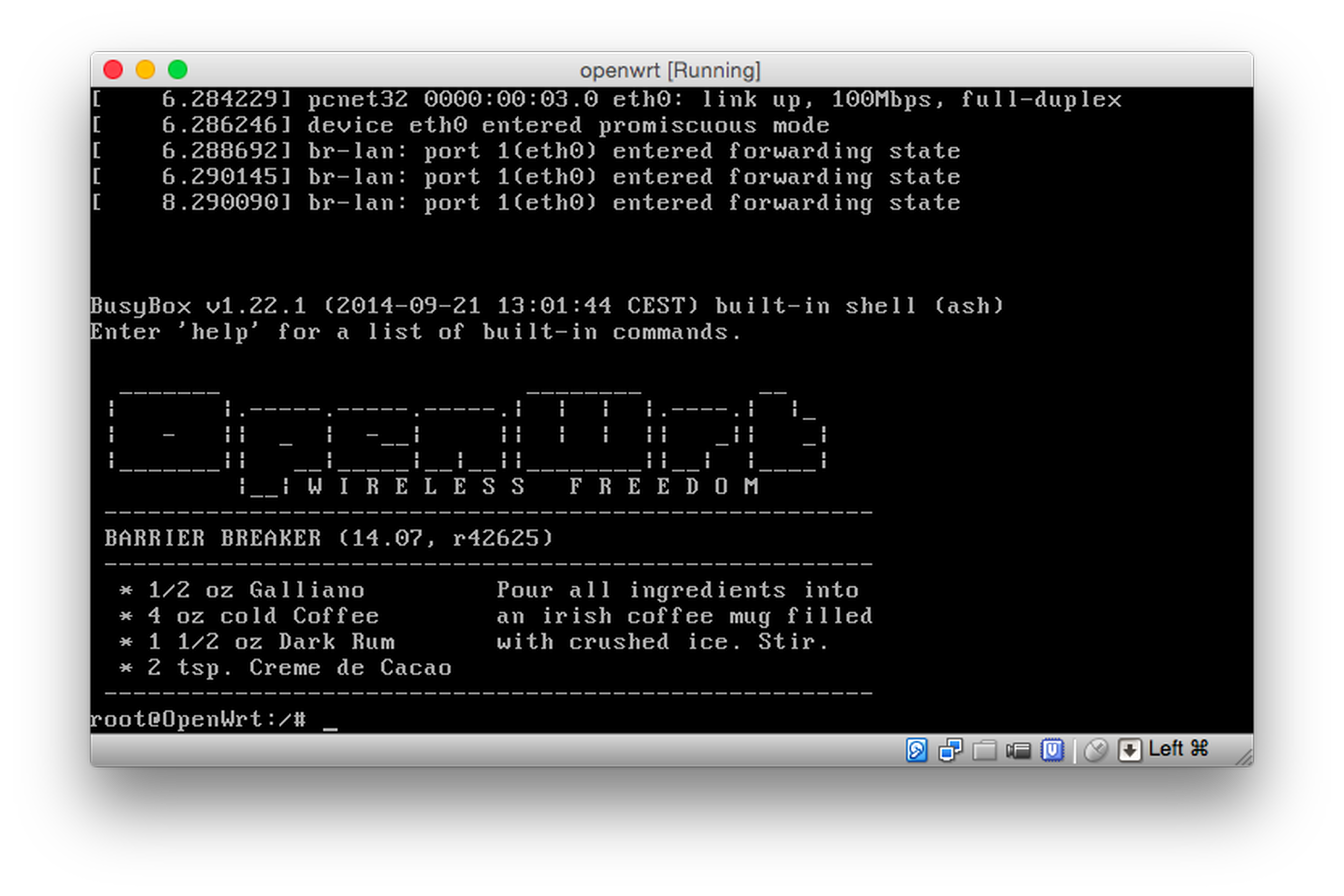 OpenWRT in Virtualbox