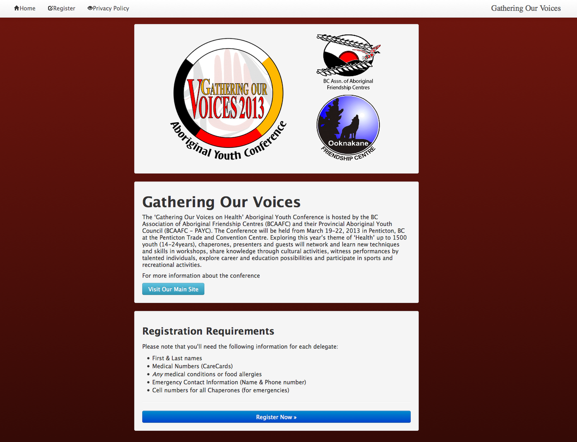 The registration site.