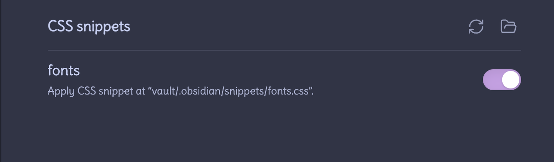 Enabling the CSS snippet.